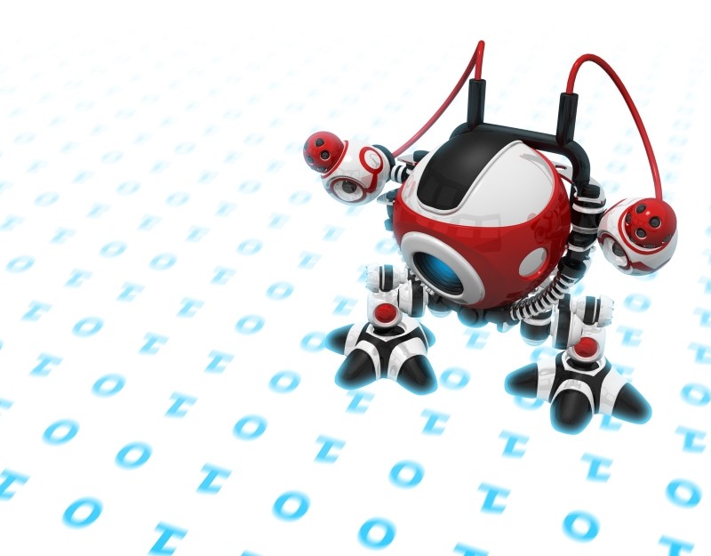 Googlebot Bild eines Roboters, der Ziffern aufnimmt.